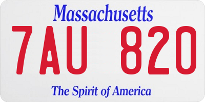 MA license plate 7AU820
