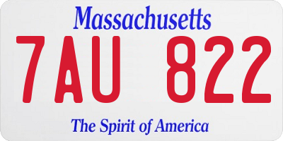 MA license plate 7AU822
