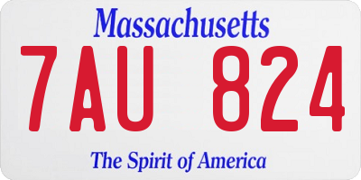 MA license plate 7AU824