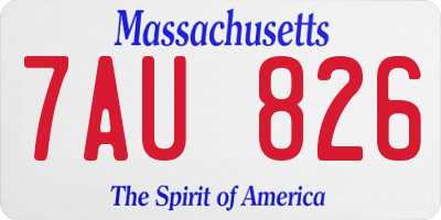 MA license plate 7AU826