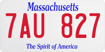 MA license plate 7AU827