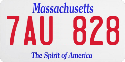 MA license plate 7AU828