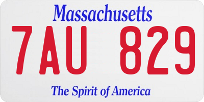MA license plate 7AU829