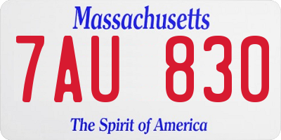 MA license plate 7AU830