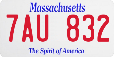 MA license plate 7AU832