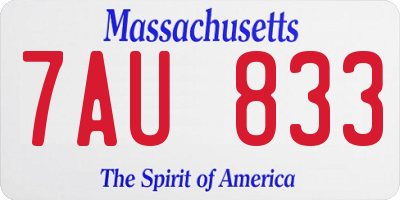 MA license plate 7AU833