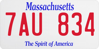 MA license plate 7AU834