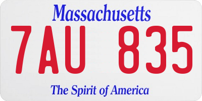 MA license plate 7AU835
