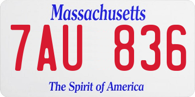 MA license plate 7AU836