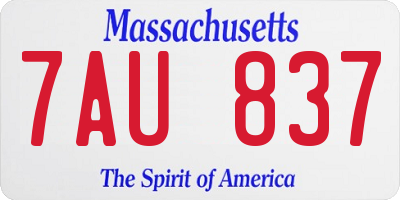 MA license plate 7AU837