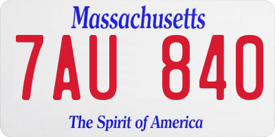 MA license plate 7AU840