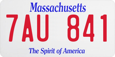 MA license plate 7AU841