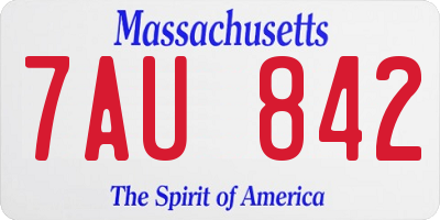 MA license plate 7AU842