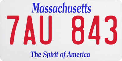 MA license plate 7AU843