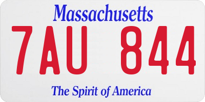 MA license plate 7AU844