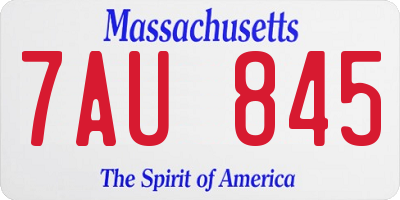 MA license plate 7AU845
