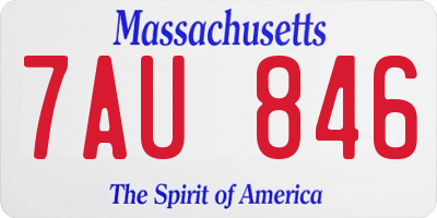 MA license plate 7AU846