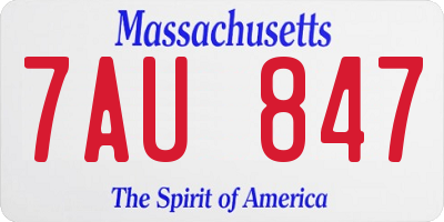 MA license plate 7AU847