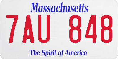 MA license plate 7AU848