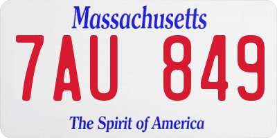 MA license plate 7AU849