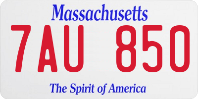 MA license plate 7AU850
