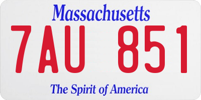 MA license plate 7AU851