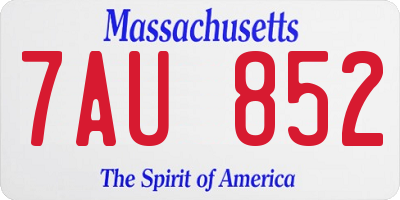 MA license plate 7AU852