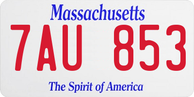 MA license plate 7AU853