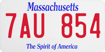 MA license plate 7AU854