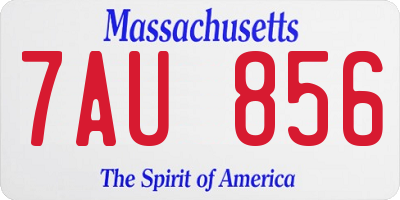 MA license plate 7AU856