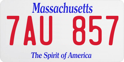 MA license plate 7AU857