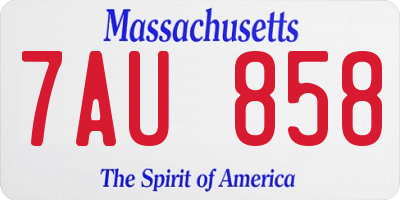 MA license plate 7AU858