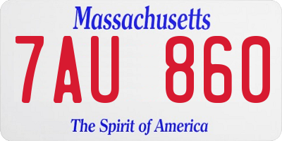 MA license plate 7AU860