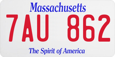 MA license plate 7AU862