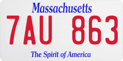 MA license plate 7AU863