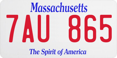 MA license plate 7AU865