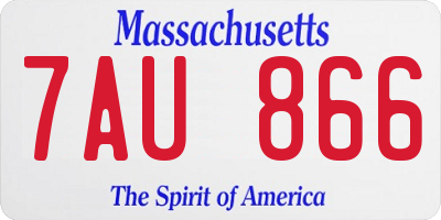 MA license plate 7AU866