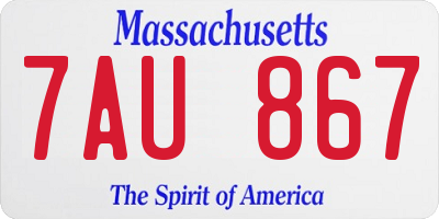 MA license plate 7AU867