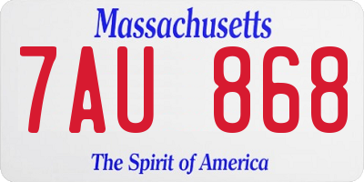 MA license plate 7AU868