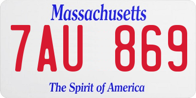 MA license plate 7AU869