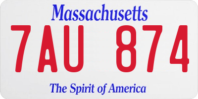 MA license plate 7AU874