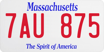 MA license plate 7AU875