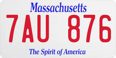 MA license plate 7AU876