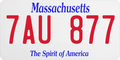 MA license plate 7AU877