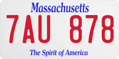 MA license plate 7AU878