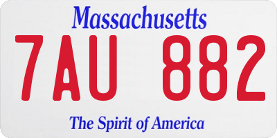 MA license plate 7AU882
