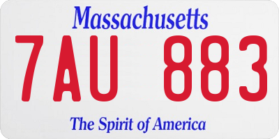 MA license plate 7AU883