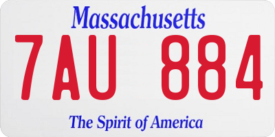 MA license plate 7AU884