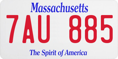 MA license plate 7AU885