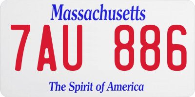MA license plate 7AU886